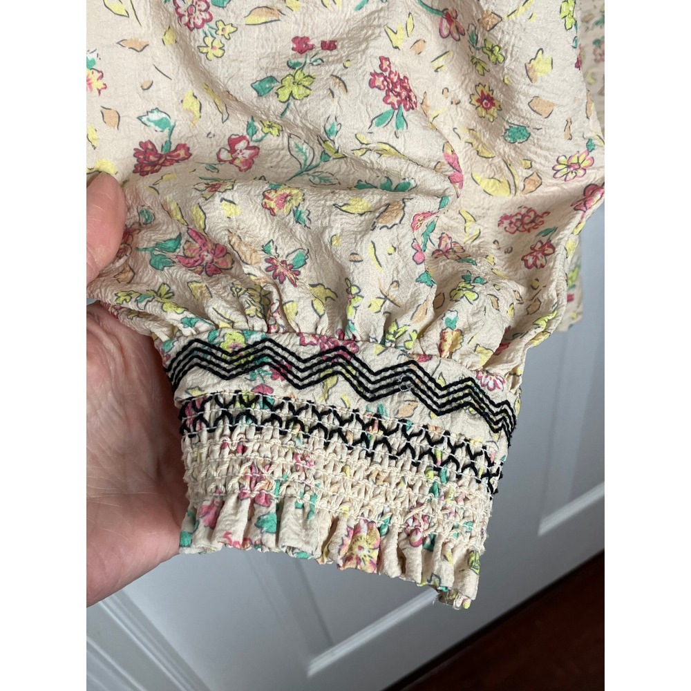 Piper & Scoot Exclusive Buy Me Flowers Boho Blouse Cream Embroidered Size Large - Picture 4 of 8